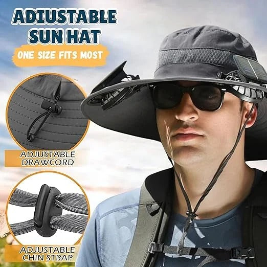 Breathable Sports Hat with Extra Wide Brim and Cooling Fans
