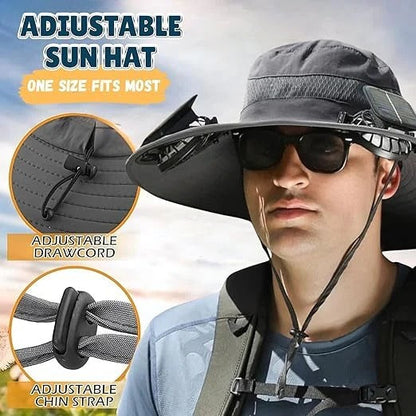 Breathable Sports Hat with Extra Wide Brim and Cooling Fans