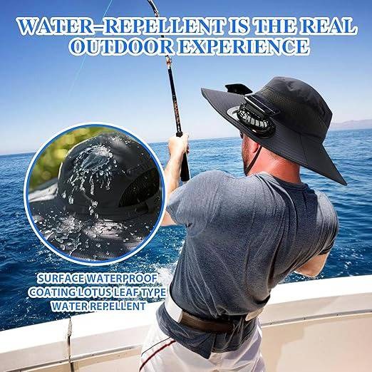 Breathable Sports Hat with Extra Wide Brim and Cooling Fans