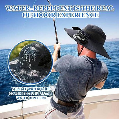 Breathable Sports Hat with Extra Wide Brim and Cooling Fans