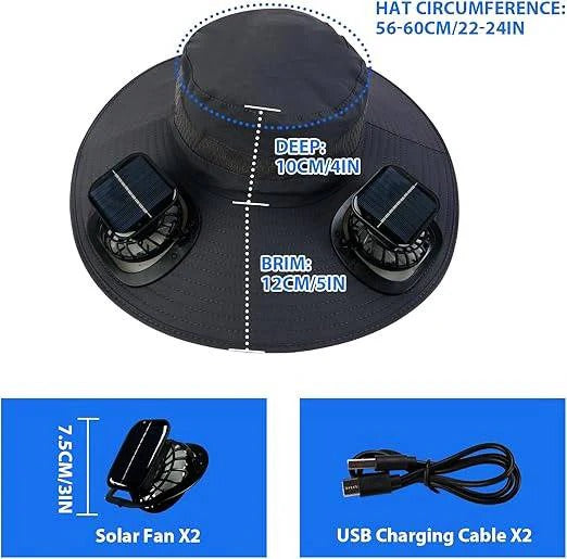 Breathable Sports Hat with Extra Wide Brim and Cooling Fans