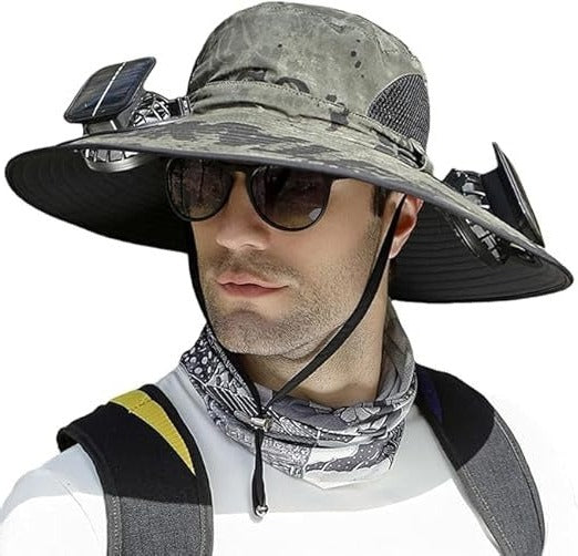 Breathable Sports Hat with Extra Wide Brim and Cooling Fans
