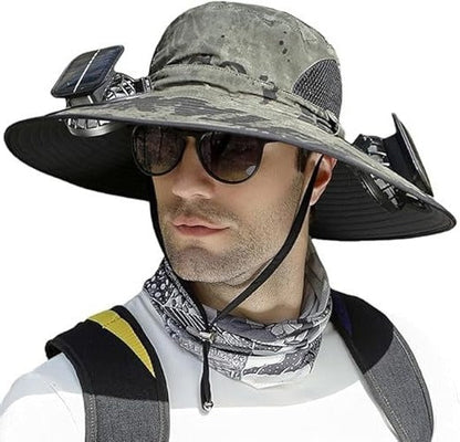 Breathable Sports Hat with Extra Wide Brim and Cooling Fans