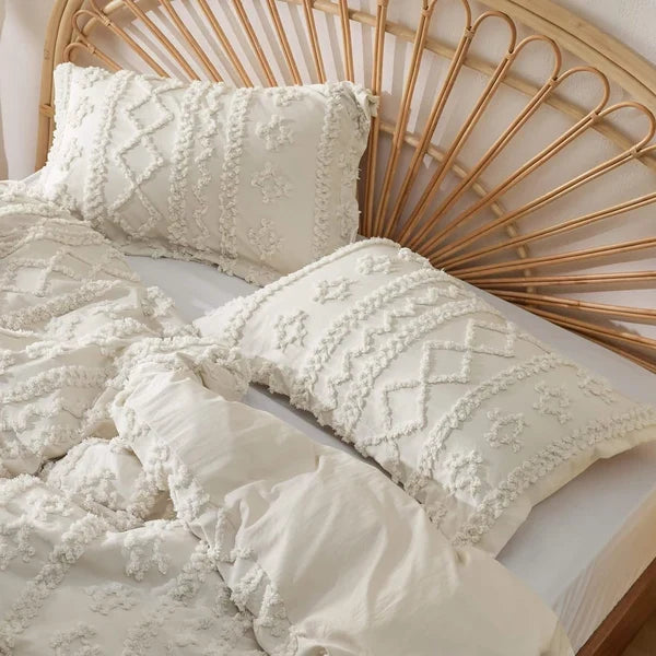 Boho Textured Geometric Duvet Cover Set