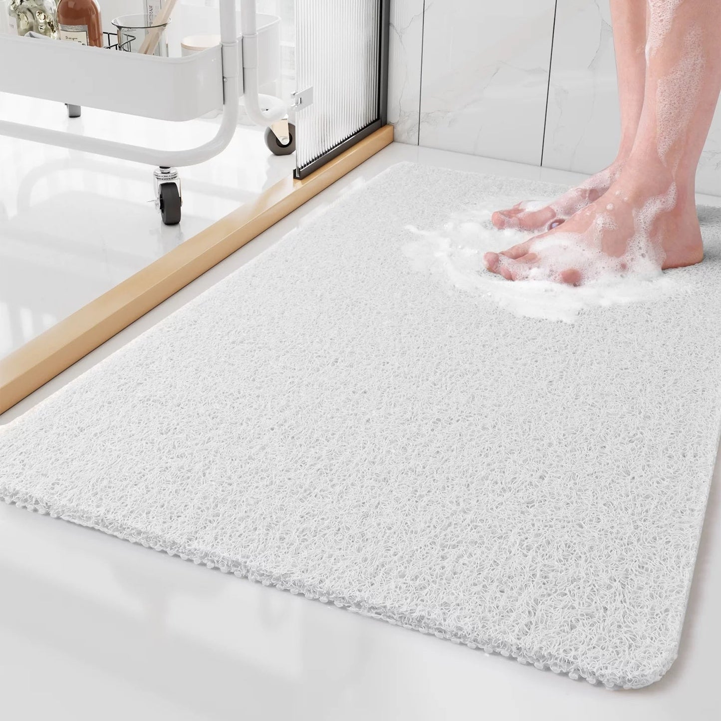 Gentle Touch Bath Mat with Quick Drain and Slip Resistant Backing