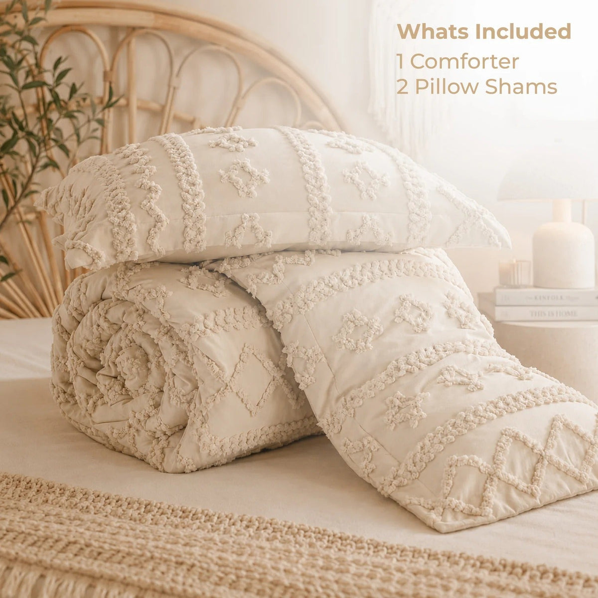 Boho Textured Geometric Duvet Cover Set