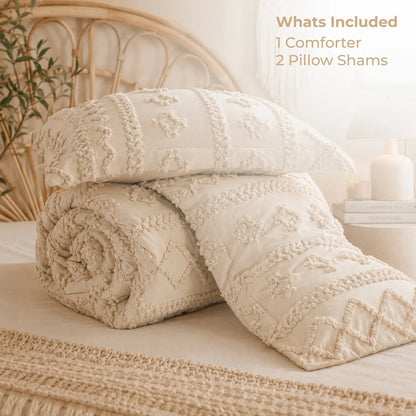 Boho Textured Geometric Duvet Cover Set