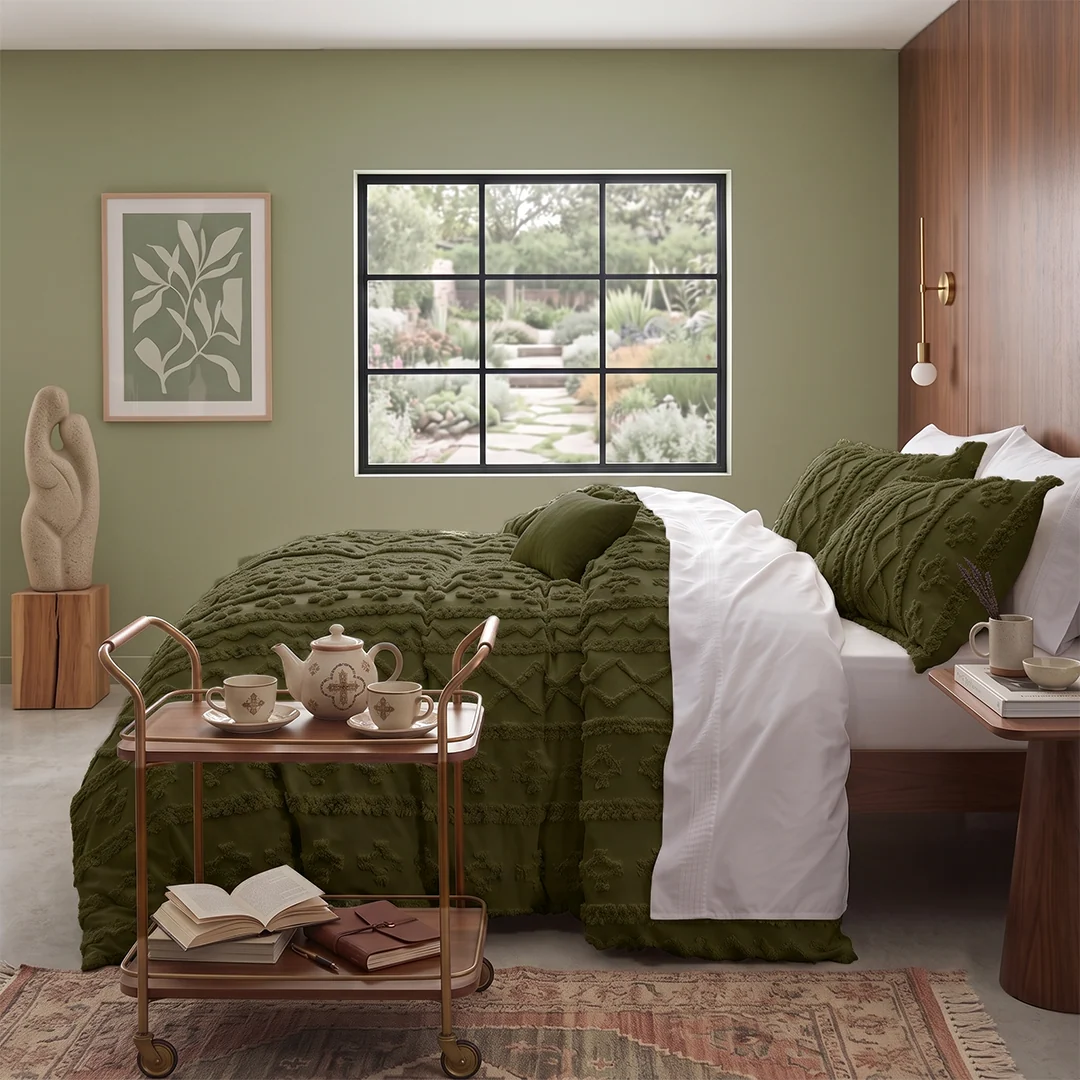 Boho Textured Geometric Duvet Cover Set
