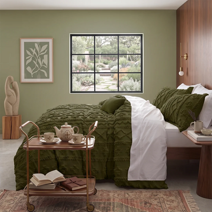 Boho Textured Geometric Duvet Cover Set