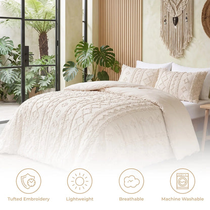 Boho Textured Geometric Duvet Cover Set