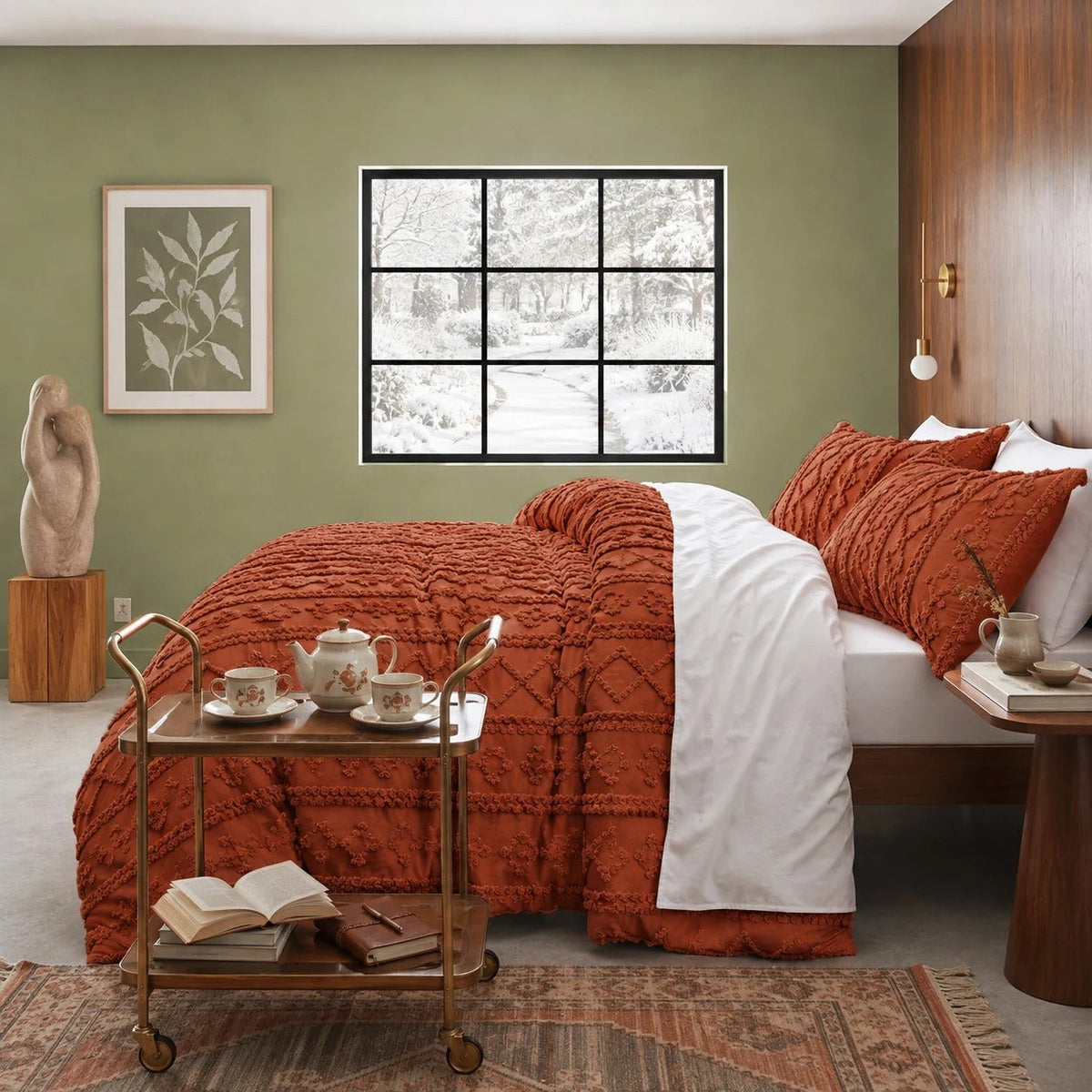 Boho Textured Geometric Duvet Cover Set