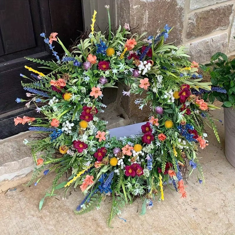 Vibrant Blossom Door Wreath Seasonal Home Accent