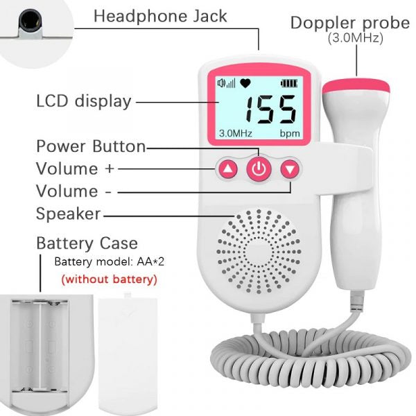 Portable Fetal Heart Monitor Baby Doppler Device
