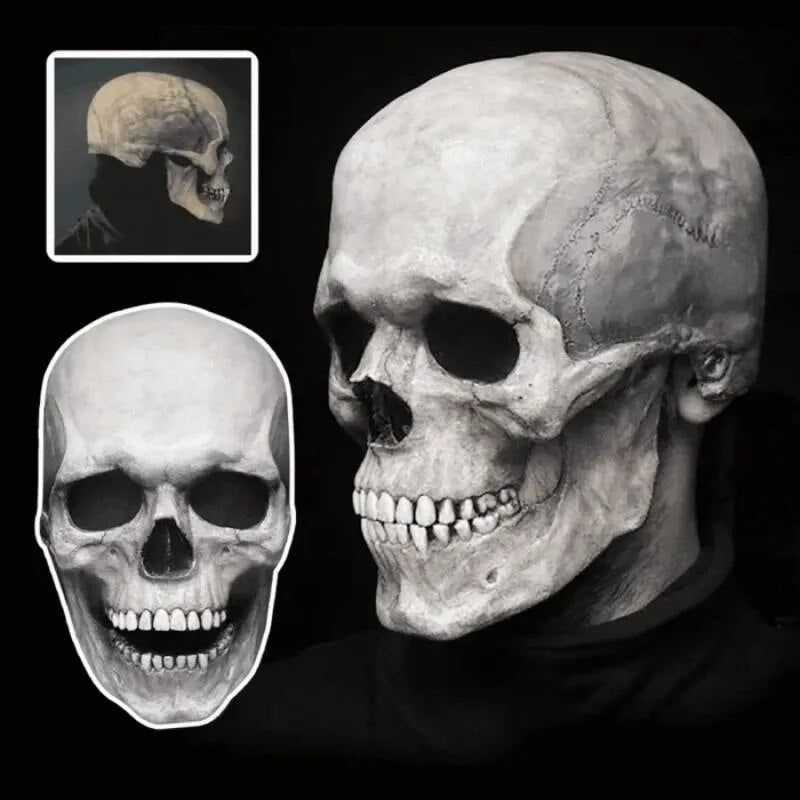 Authentic Skull Latex Mask with Moving Jaw Costume Accessory