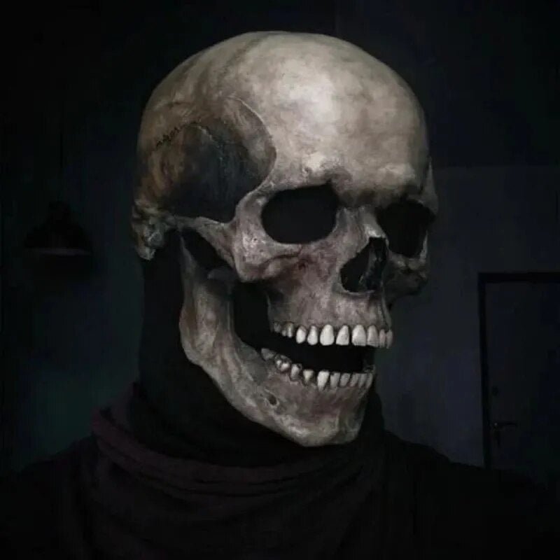 Authentic Skull Latex Mask with Moving Jaw Costume Accessory