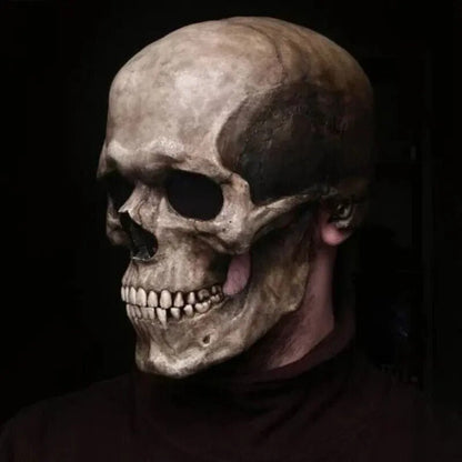 Authentic Skull Latex Mask with Moving Jaw Costume Accessory