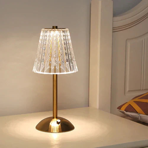 Elegant Crystal Glass Desk Lamp with Shimmering Shade