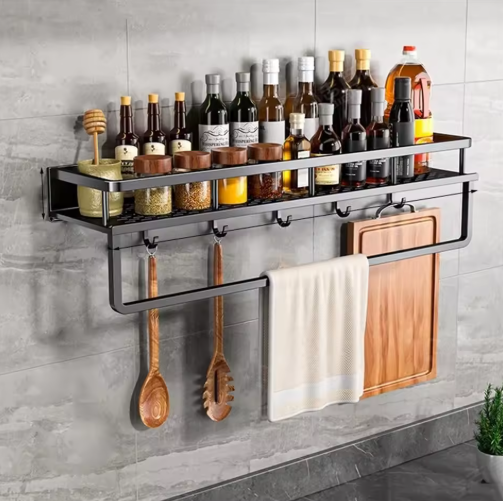 Compact Wall Mounted Shelf with Towel Holder Organizer