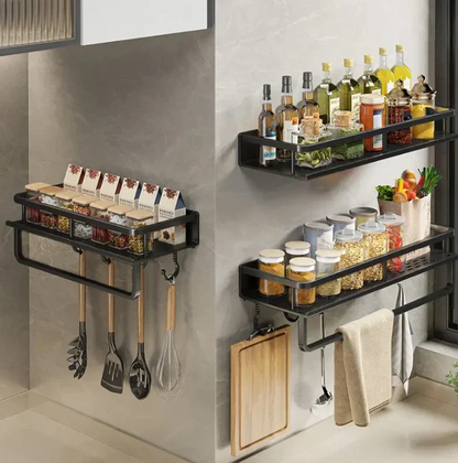 Compact Wall Mounted Shelf with Towel Holder Organizer
