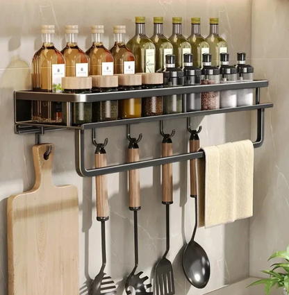 Compact Wall Mounted Shelf with Towel Holder Organizer