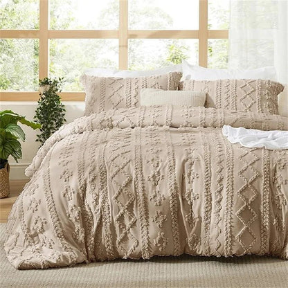 Boho Textured Geometric Duvet Cover Set