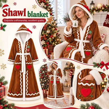 Heated Gingerbread Hooded Blanket