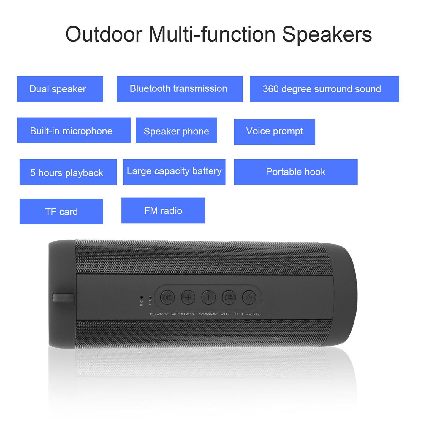 Black Portable Wireless Bluetooth Speaker